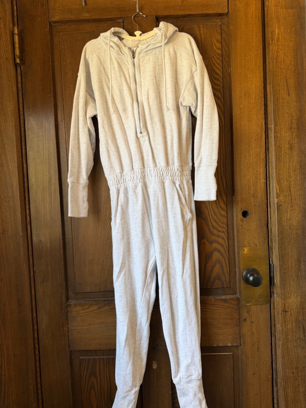 Free People Light Gray Hooded Jumpsuit